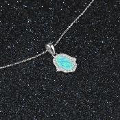 Collier opale bleue argent et zirconium vendu avec sa chaîne - MAYA