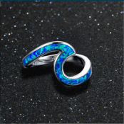 Bague vague femme opale bleue argent 925/1000 rhodié - HALIA