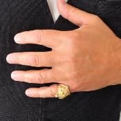 Bague tête de lion or 18k, chevalière lion - GRAG