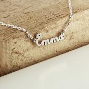 Collier prénom argent - Écriture CURSIVE