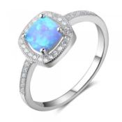 Bague argent femme avec zircons pierre bleue - MANON