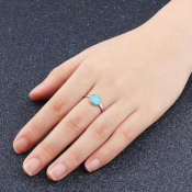 Bague femme opale bleue argent 925/1000 rhodié - LARA