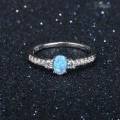 Bague argent femme avec zircons pierre bleue  - LOUISE