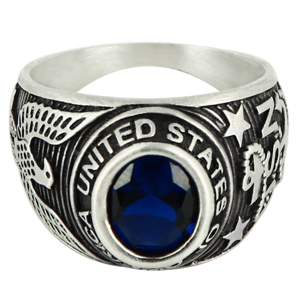 Chevalière américaine argent Bague US Navy