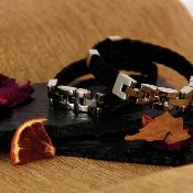 Bracelet cuir homme et plaques acier - ORION