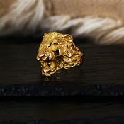 Bague tête de lion or 9k, chevalière homme - HELIOS