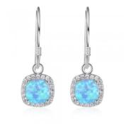 Boucles d'oreilles femme argent strass et opale bleue - JEANNE