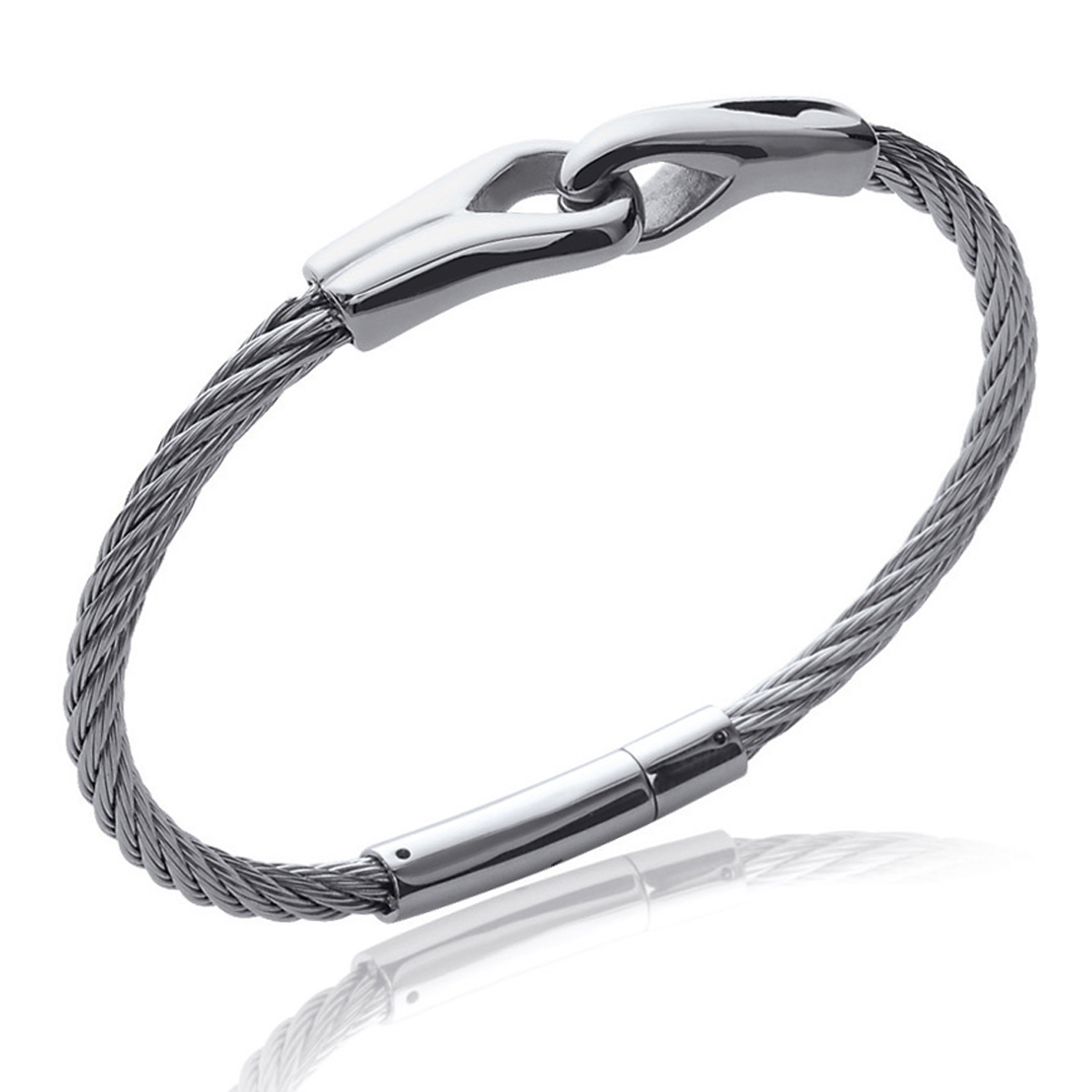 Bracelet câble homme en acier et menottes - LUCIEN