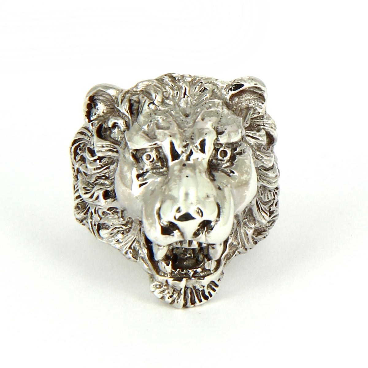 Bague tête de lion argent, chevalière homme argent - NOÉ