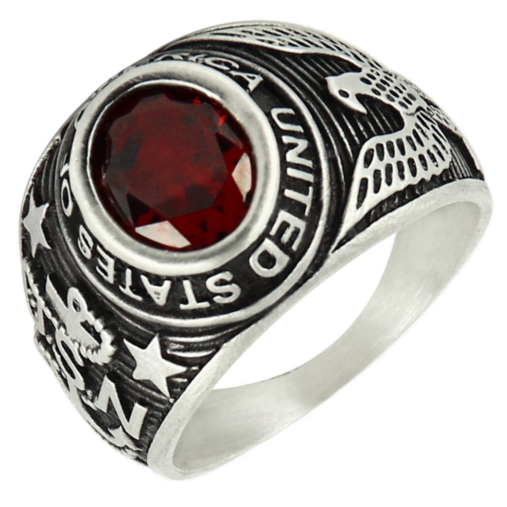 Bague américaine style bague universitaire argent - MARLON