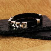 Bracelet cuir homme et plaques acier - ORION