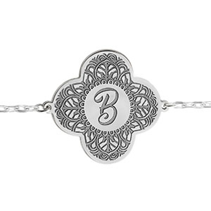 Bracelet Trèfle mandala + 1 initiale