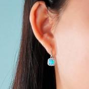 Boucles d'oreilles femme argent strass et opale bleue - JEANNE