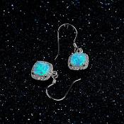Boucles d'oreilles femme argent strass et opale bleue - JEANNE