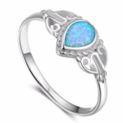 Bague femme opale bleue argent 925/1000 rhodié - NORA