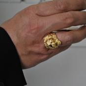 Bague tête de lion or 18k, chevalière lion - GRAG