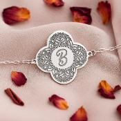 Bracelet Trèfle mandala + 1 initiale