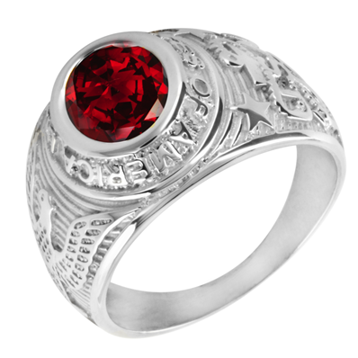 Chevalière américaine universitaire argent 925 - rouge