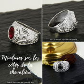 Bague universitaire chevalière americaine argent - MARLEY