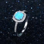 Bague argent femme avec zircons pierre bleue - MANON