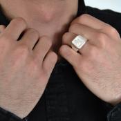 Bague argent homme initiales - DIEGO