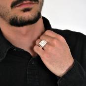 Bague argent homme initiales - DIEGO