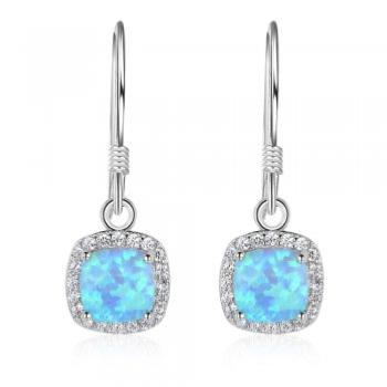 Boucles d'oreilles femme argent strass et opale bleue - JEANNE