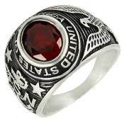 Bague américaine style bague universitaire argent - MARLON