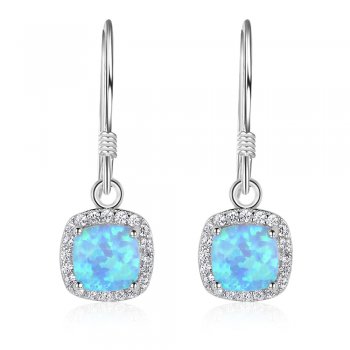 Boucles d'oreilles femme argent strass et opale bleue - JEANNE
