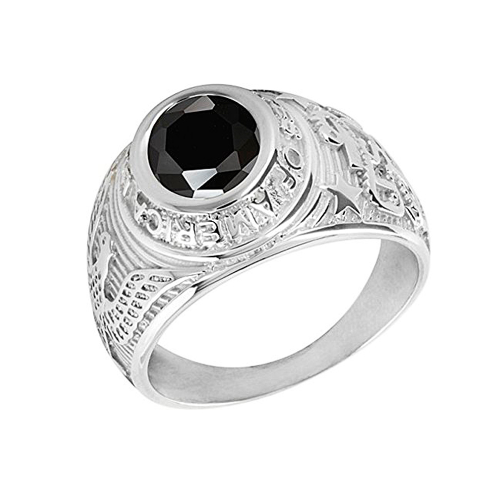 Bague américaine universitaire argent - AARON