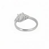 Bague femme pierre opale blanche argent 925/1000 rhodié - MARGOT